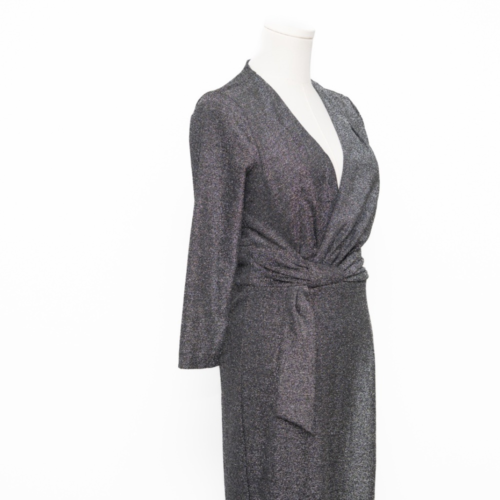 Calvin Klein - Metallic Faux-Wrap Cocktail Dress - Picture 9 of 11